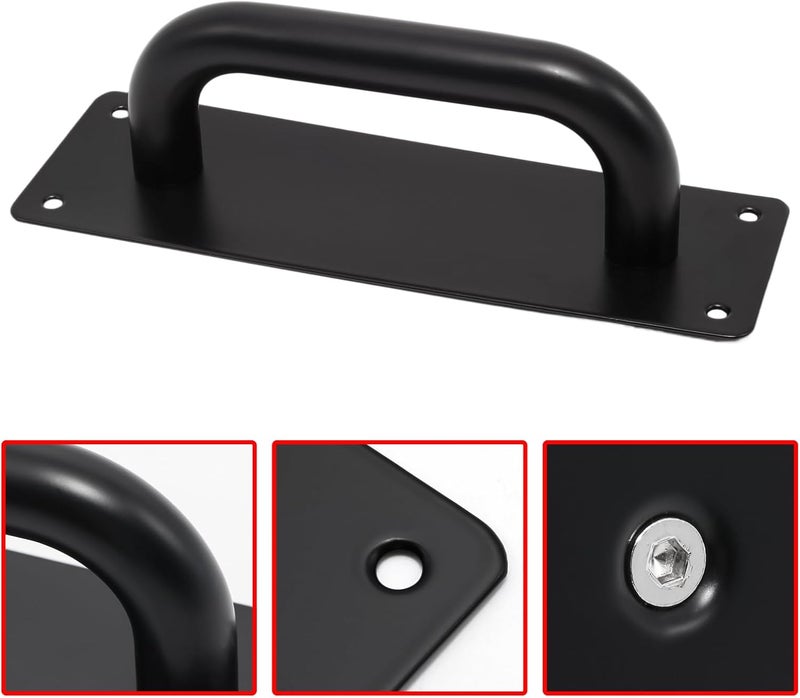 Mormchlots 2Pcs Small Black Stainless Steel Heavy Duty Barn Door Pulls, Pull Push Plate Handle, Pull and Push Plate Handle for Wooden or Composite Door(1 Pair) - Image 4